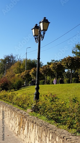 Moldova, Chisinau, autumn, road, park, forest, trees, leaves, lake, squirrel, ducks, reeds, stairs, fountain, park architecture