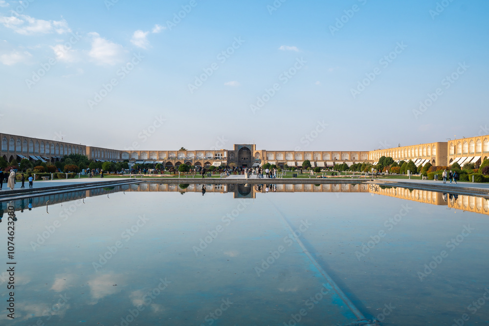 Sheikh Lotfollah Mosque, reflection of a building in a body of water, Isfahan Sheikh Lotfollah Mosque, reflection of a building in a body of water, Isfahan