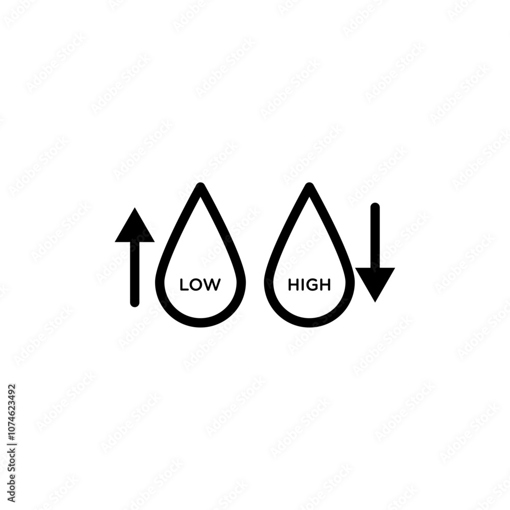 Low and high cholesterol icon logo sign set vector outline Low and high cholesterol icon logo sign set vector outline