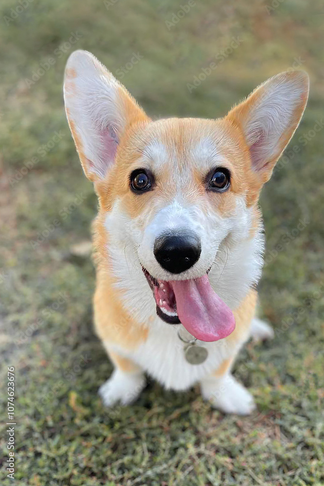 A good-natured corgi dog with beautiful ears sticks out his tongue A good-natured corgi dog with beautiful ears sticks out his tongue