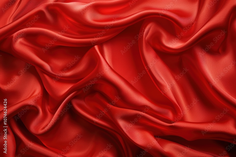 Obraz premium Red Silk Fabric Draped in Soft, Elegant Waves