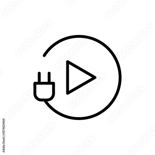 Plug and play icon logo sign set vector outline
