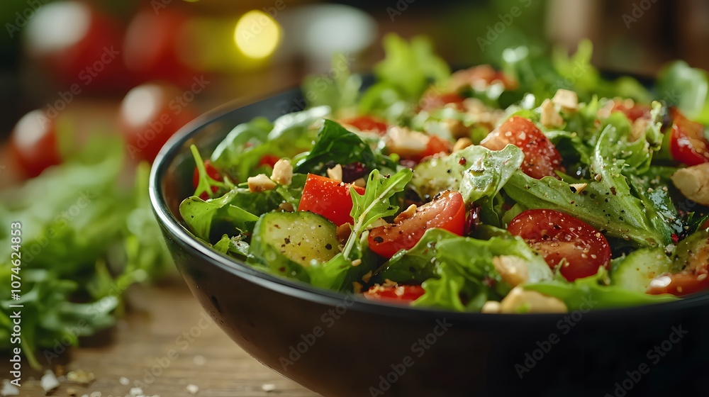 Delight in Freshness: A Close-Up of a Vegan Salad with Colorful Sustainable Ingredients. Sustainability Mindset Concept Delight in Freshness: A Close-Up of a Vegan Salad with Colorful Sustainable Ingredients. Sustainability Mindset Concept