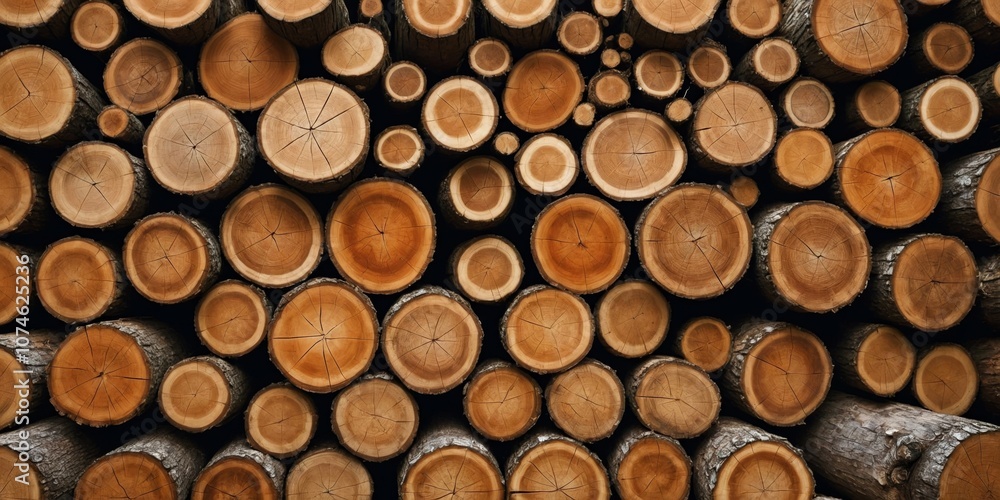 Stacked logs showcasing natural wood patterns in a forest during daylight Stacked logs showcasing natural wood patterns in a forest during daylight
