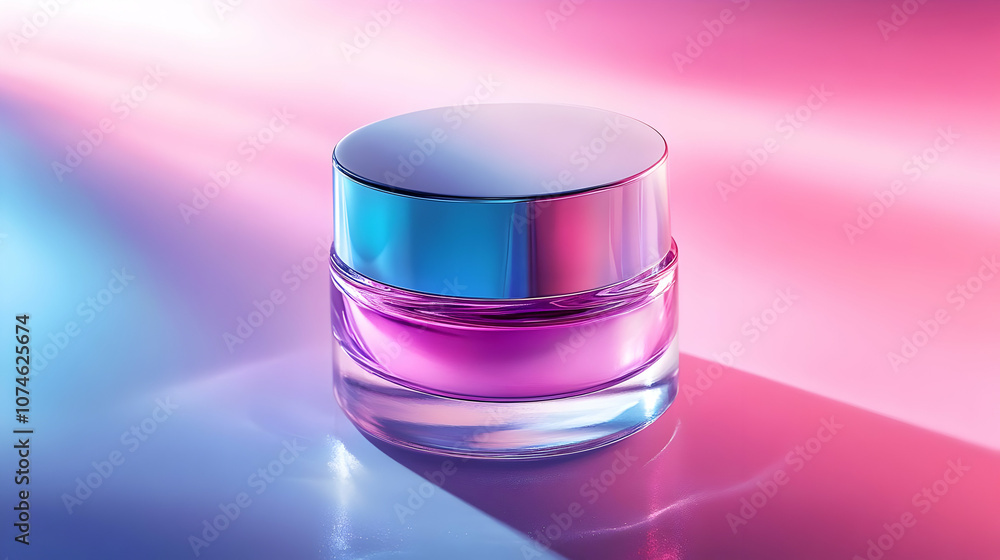 Glass Bottle with Purple and Blue Liquid on Pink and Blue Background - Realistic 3D Render Glass Bottle with Purple and Blue Liquid on Pink and Blue Background - Realistic 3D Render
