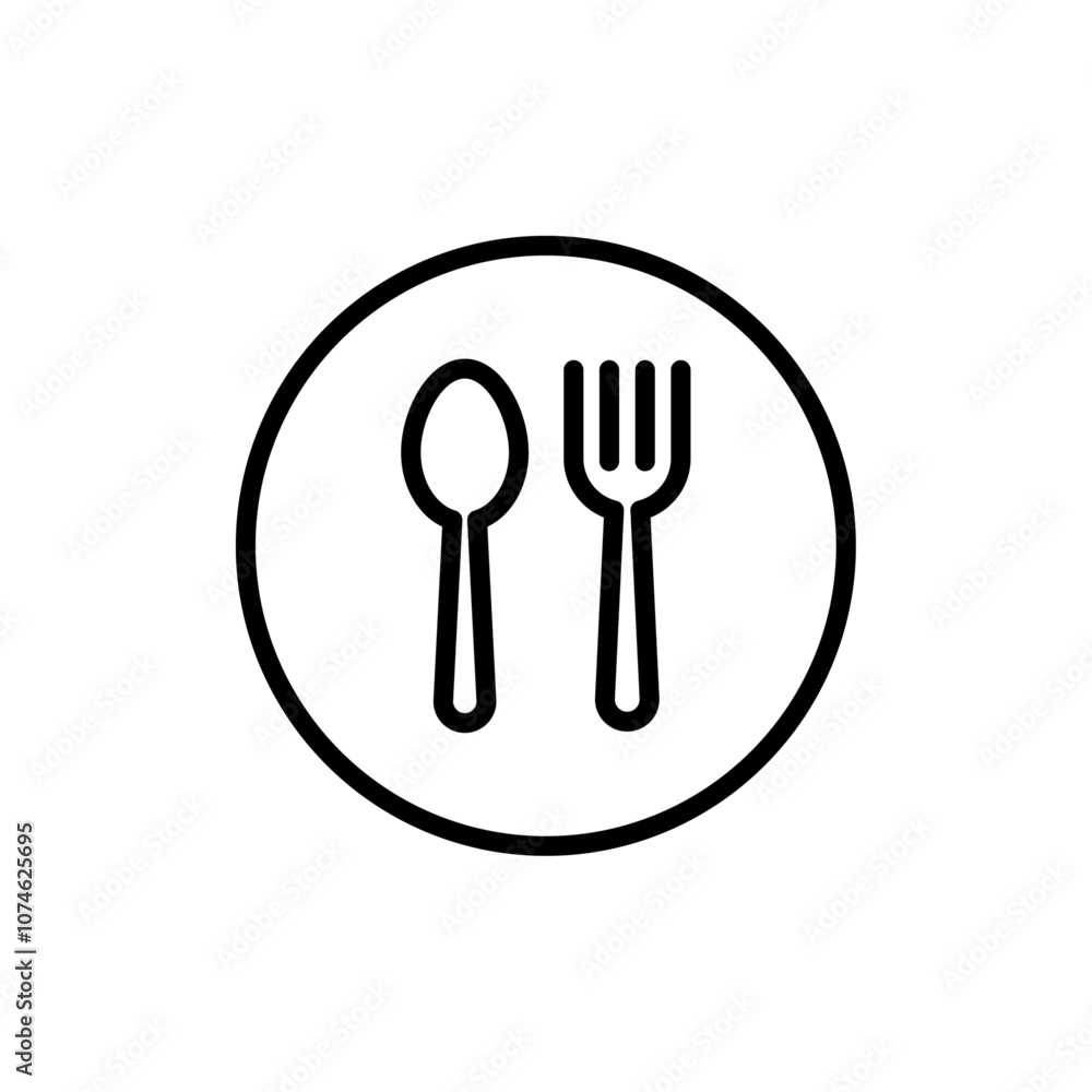 Spoon and fork icon logo sign set vector outline Spoon and fork icon logo sign set vector outline
