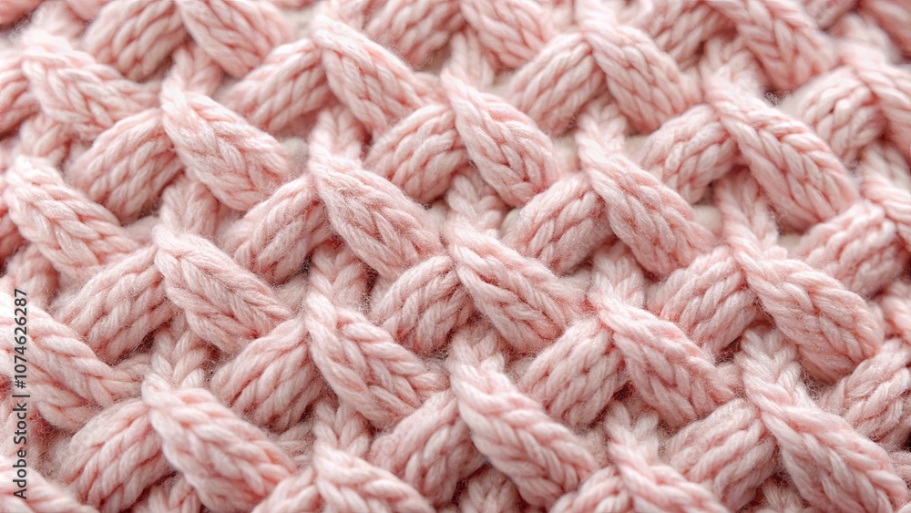 Close-up of a soft pink knitted fabric texture, revealing the intricate pattern of interwoven yarn threads. Close-up of a soft pink knitted fabric texture, revealing the intricate pattern of interwoven yarn threads.