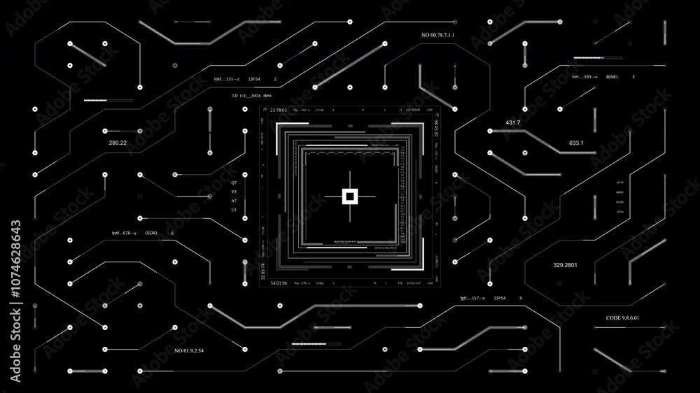 Circuit HUD Infographic digital elements. Technological motherboard.2D generated. Transferring data electronic impulse. Abstract technological background. 