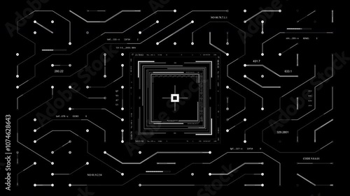 Circuit HUD Infographic digital elements. Technological motherboard.2D generated. Transferring data electronic impulse. Abstract technological background. 
