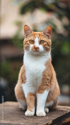 A series of images of cats sitting and posing while looking at the camera.