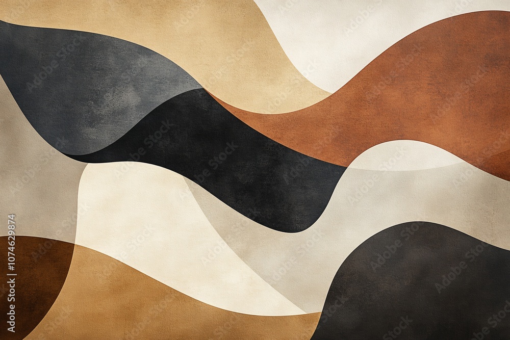 Abstract Geometric Shapes with Flowing Lines - Minimalist Art Print Abstract Geometric Shapes with Flowing Lines - Minimalist Art Print