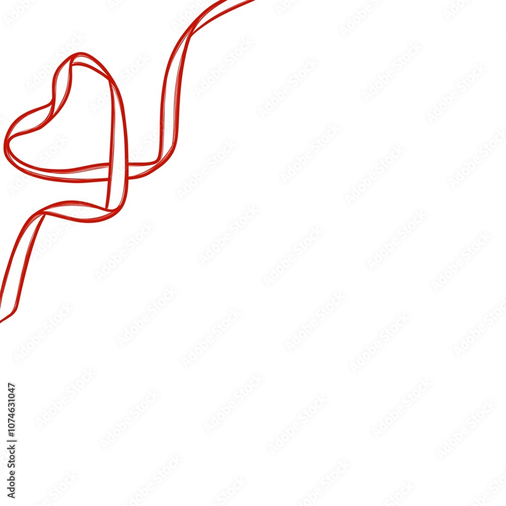 Freehand red ribbon heart shape template Freehand red ribbon heart shape template
