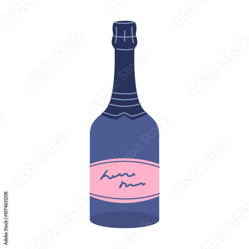Champagne bottle. Happy holiday item. Alcohol drink. Holiday beverage. New year party.