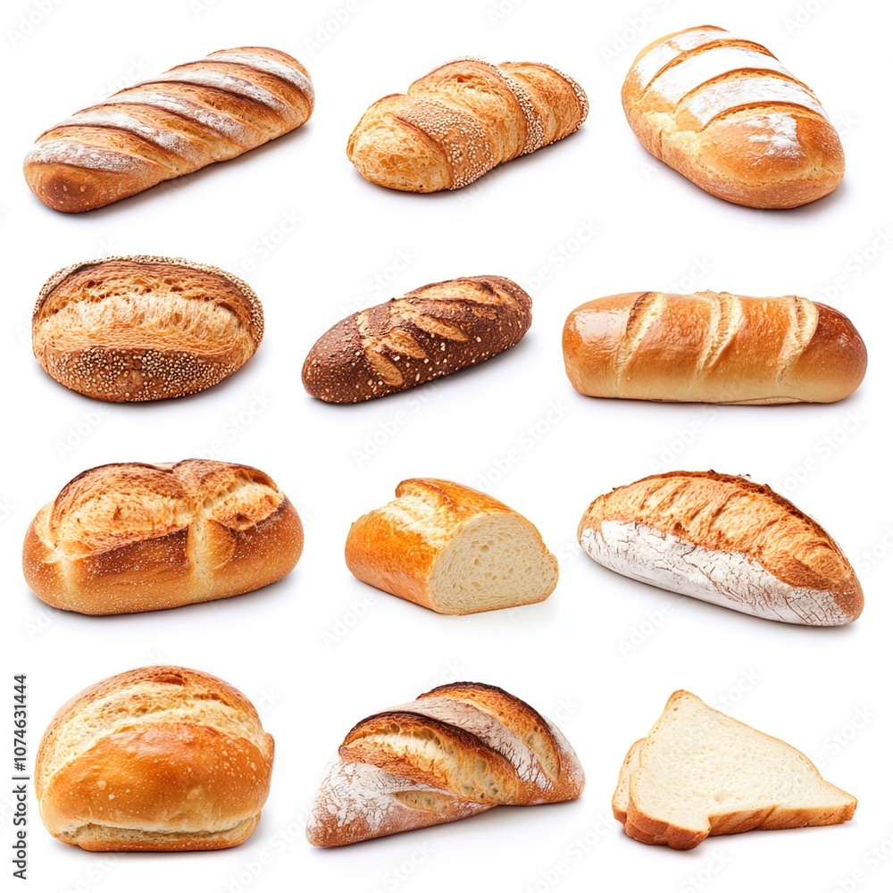bread on an isolated white background, random position, studio light, high quality bread on an isolated white background, random position, studio light, high quality