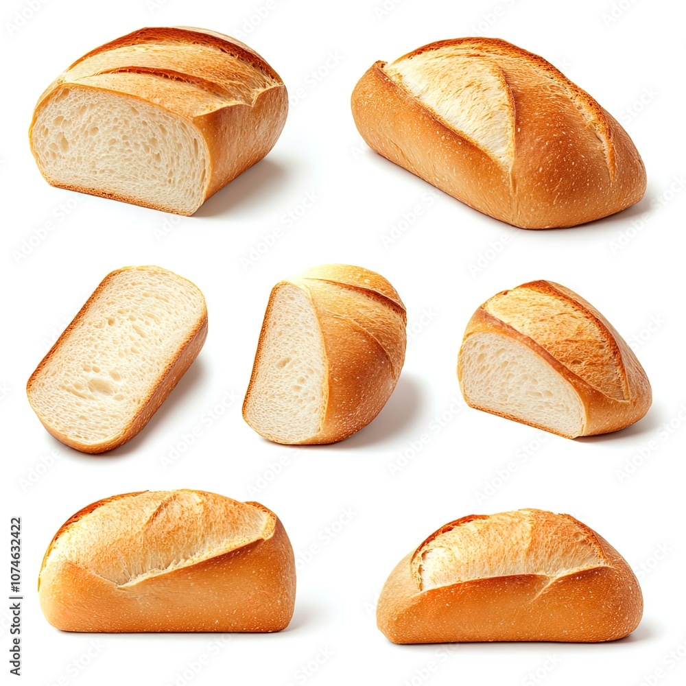 bread on an isolated white background, random position, studio light, high quality bread on an isolated white background, random position, studio light, high quality