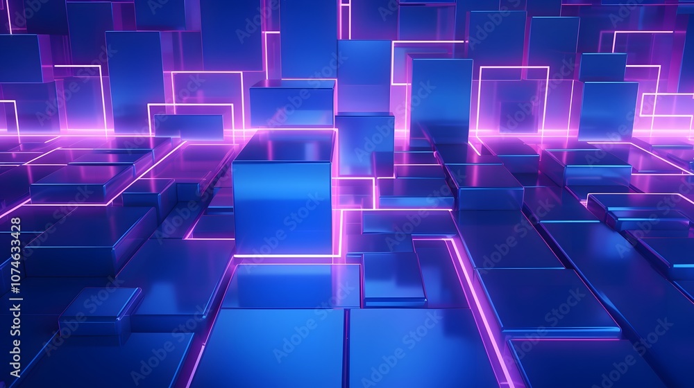3d rendering of purple and blue abstract geometric background. Scene for advertising, technology, showcase, banner, game, sport, cosmetic, business, metaverse. Sci-Fi Illustration. Product display 3d rendering of purple and blue abstract geometric background. Scene for advertising, technology, showcase, banner, game, sport, cosmetic, business, metaverse. Sci-Fi Illustration. Product display