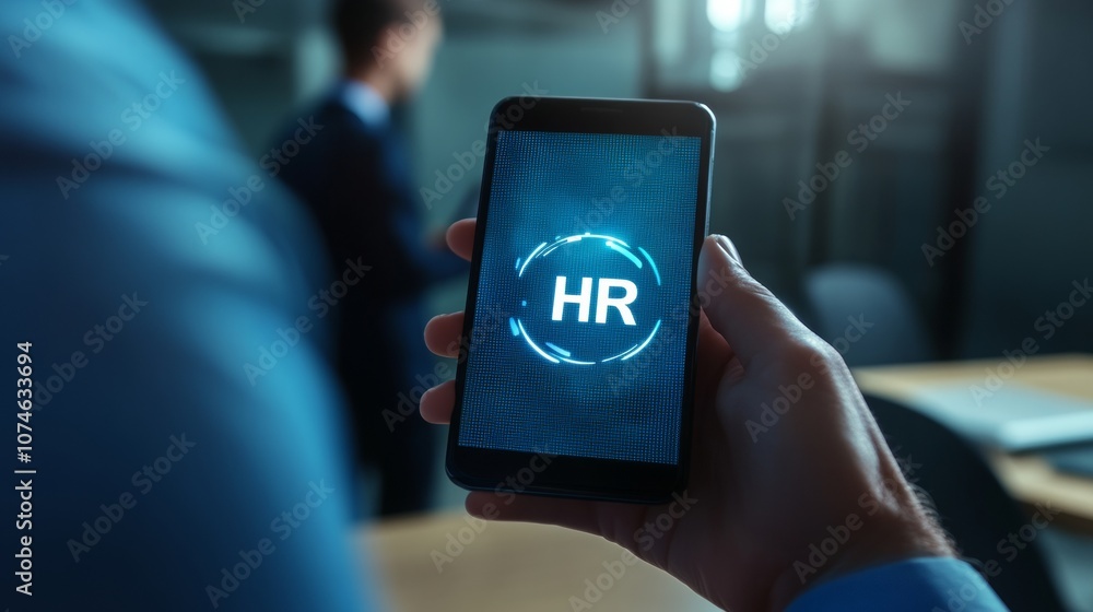 HR manager with mobile phone and HR manager with mobile phone and