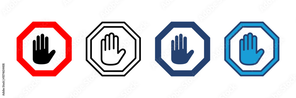 Stop icon vector. stop road sign. hand stop icon vector Stop icon vector. stop road sign. hand stop icon vector