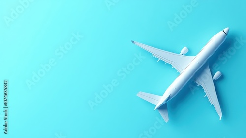 Airplane on a blue background 3D, copy space