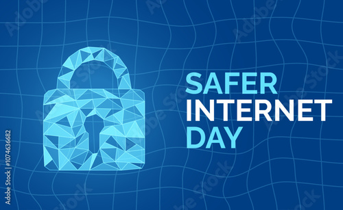 Safer Internet Day banner design template. Template for background, card with lock, poster with text inscription. Holiday concept.