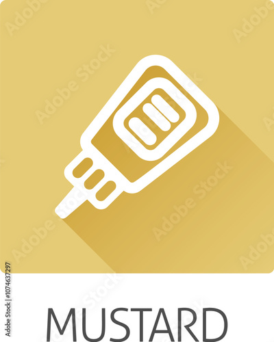 Ketchup or mustard sauce bottle food stylised icon concept. Possibly an icon for the mustard allergen or allergy.