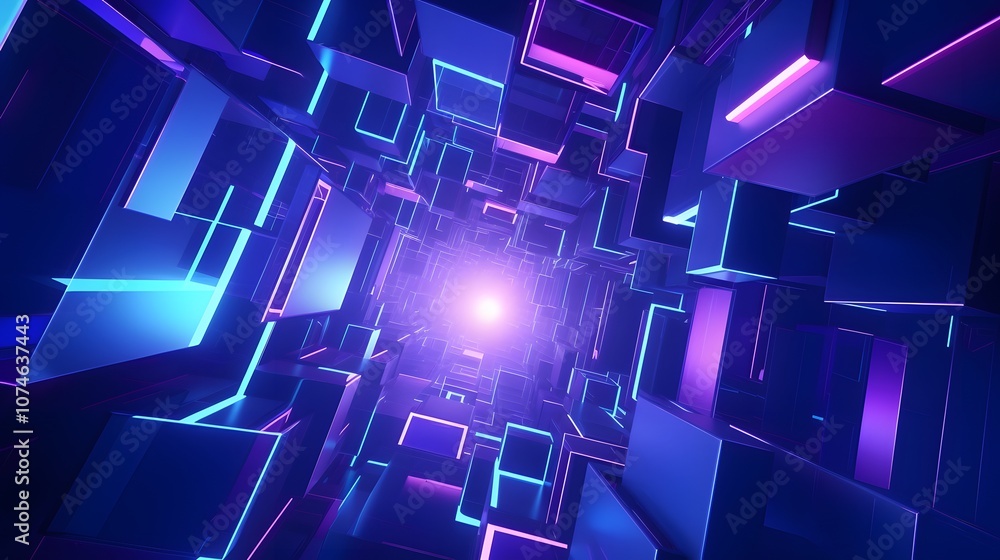 3d rendering of purple and blue abstract geometric background. Scene for advertising, technology, showcase, banner, game, sport, cosmetic, business, metaverse. Sci-Fi Illustration. Product display 3d rendering of purple and blue abstract geometric background. Scene for advertising, technology, showcase, banner, game, sport, cosmetic, business, metaverse. Sci-Fi Illustration. Product display
