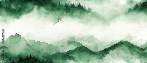 Forest Mist Camo, a blend of green and grey hues, smooth transitions evoke a serene woodland atmosphere, ideal for outdoor gear design