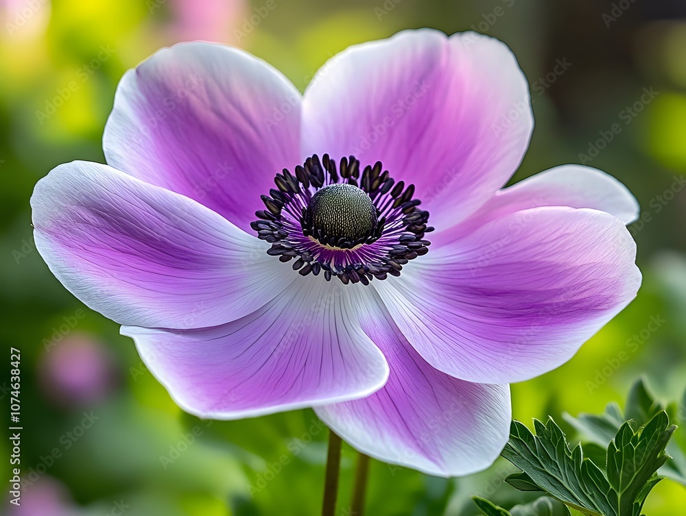 Close Up of Anemone Windflower with Soft Natural Blur Background Close Up of Anemone Windflower with Soft Natural Blur Background
