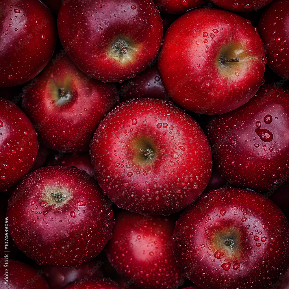 Shiny Red Apples with Water Droplets – Fresh and Juicy Fruit Close-up Shiny Red Apples with Water Droplets – Fresh and Juicy Fruit Close-up