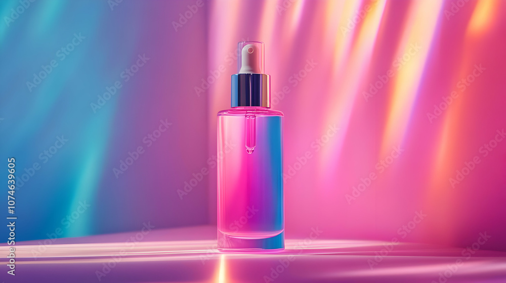 Glass Dropper Bottle on Colorful Background - Illustration Glass Dropper Bottle on Colorful Background - Illustration