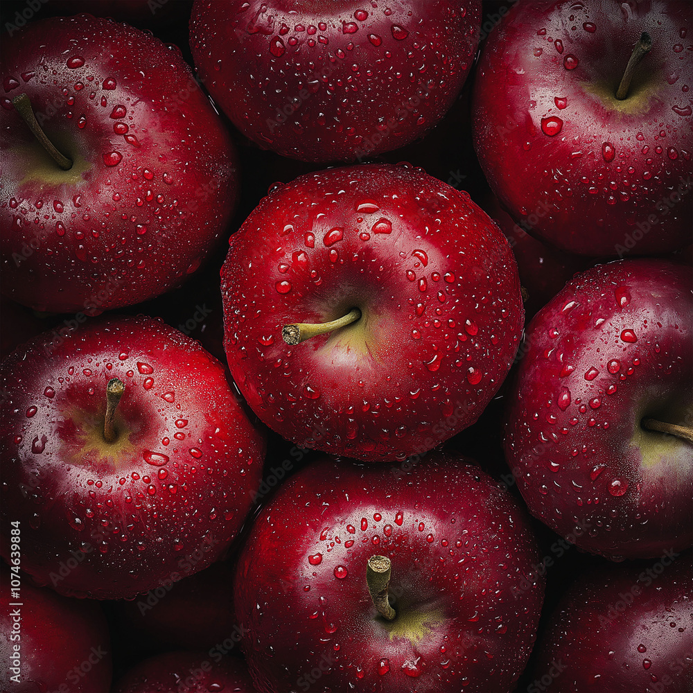 Shiny Red Apples with Water Droplets – Fresh and Juicy Fruit Close-up Shiny Red Apples with Water Droplets – Fresh and Juicy Fruit Close-up