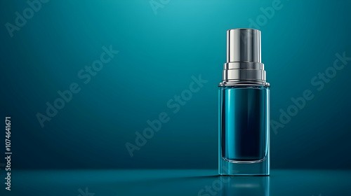 Glass Bottle With Silver Cap on Blue Background - 3D Illustration