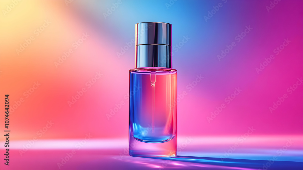Glass Perfume Bottle on Gradient Background - 3D Illustration Glass Perfume Bottle on Gradient Background - 3D Illustration