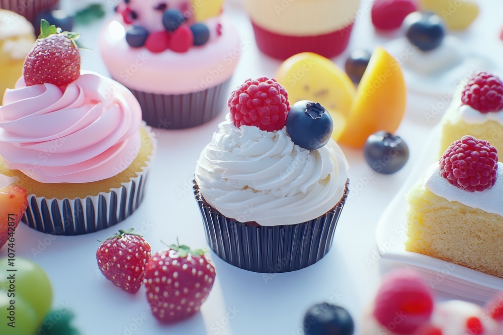Cupcakes with fruit topping Cupcakes with fruit topping
