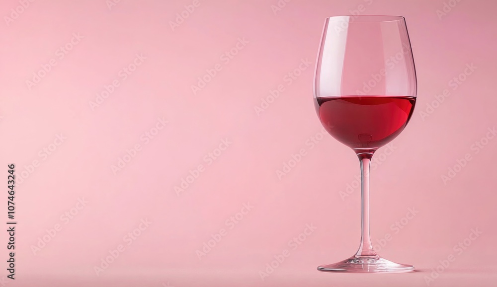 A glass of red wine on a pink background. A glass of red wine on a pink background.