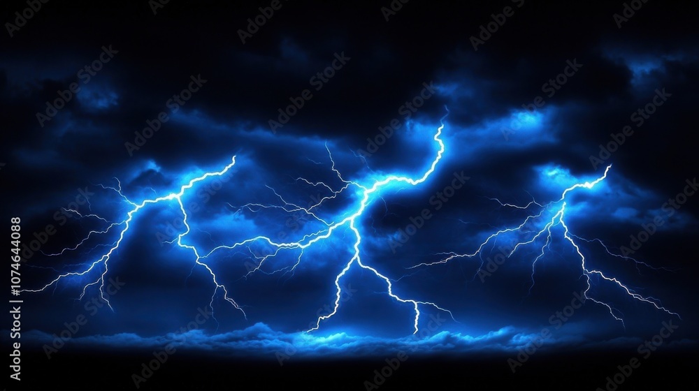 Dramatic lightning strikes illuminated against a dark stormy sky, creating an electrifying atmosphere. Dramatic lightning strikes illuminated against a dark stormy sky, creating an electrifying atmosphere.