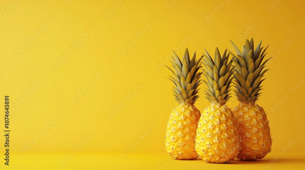 Pineapple on a yellow background. Pineapple on a yellow background.