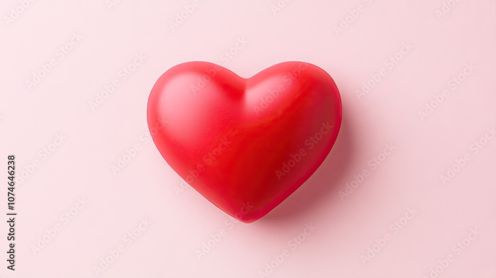 Red heart symbol on soft pink background signifying love and romance Red heart symbol on soft pink background signifying love and romance