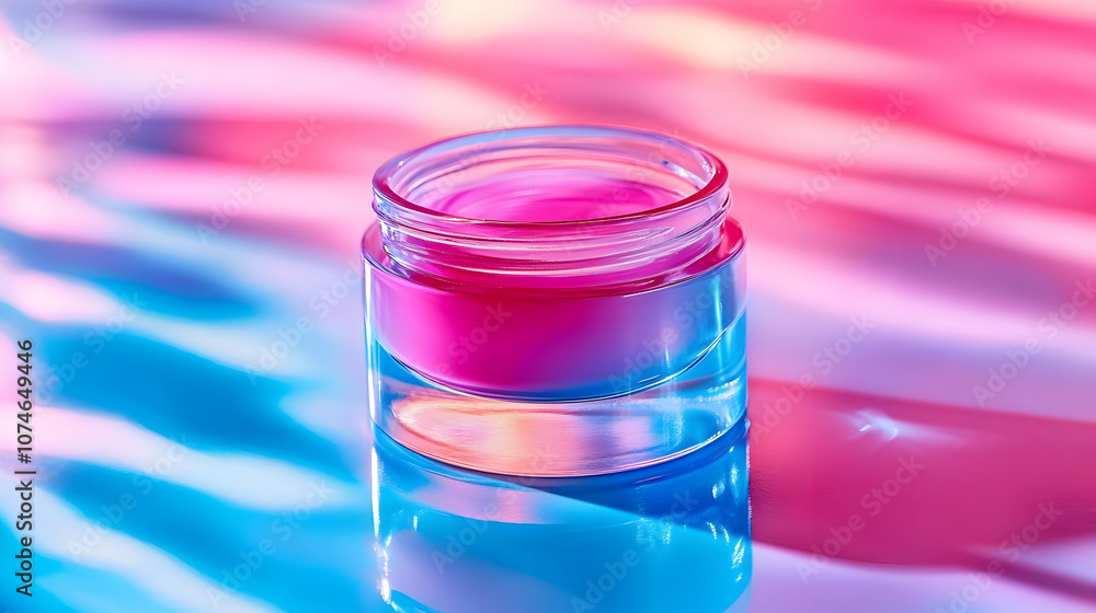 Pink and Blue Abstract Background with Glass Jar Pink and Blue Abstract Background with Glass Jar