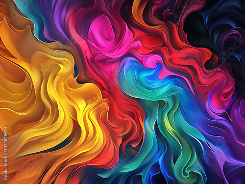 Abstract colorful background, energy flow: ethereal streams of color harmony - Abstract neon fractal wallpaper with space, dynamic spectrum swirls in radiant flow