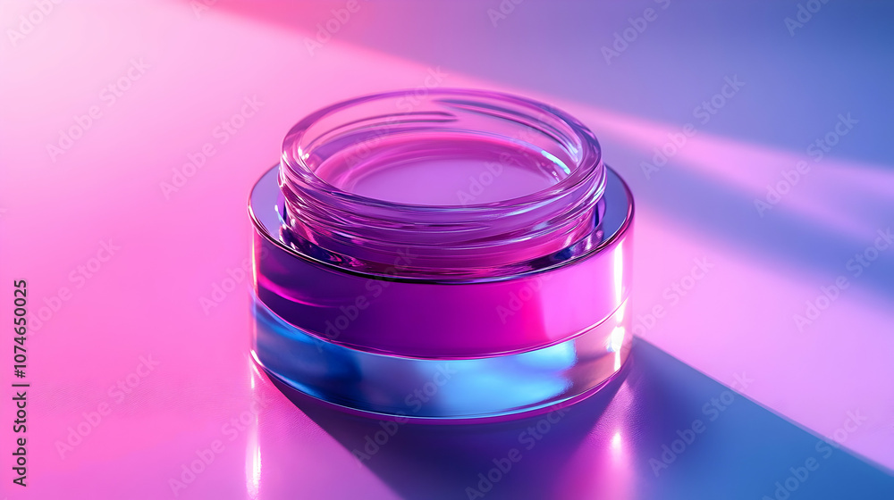 Glass Jar With Purple and Blue Gradient Light - 3D Illustration Glass Jar With Purple and Blue Gradient Light - 3D Illustration