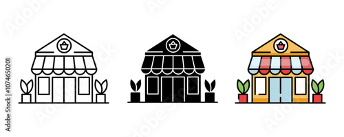 Stylish Icon Set for Retail Businesses, Online Shops. Vector Symbols in Line Art, Silhouette, Flat