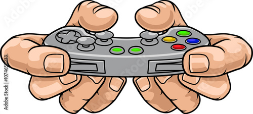 Gamer hands gaming holding a video game controller concept