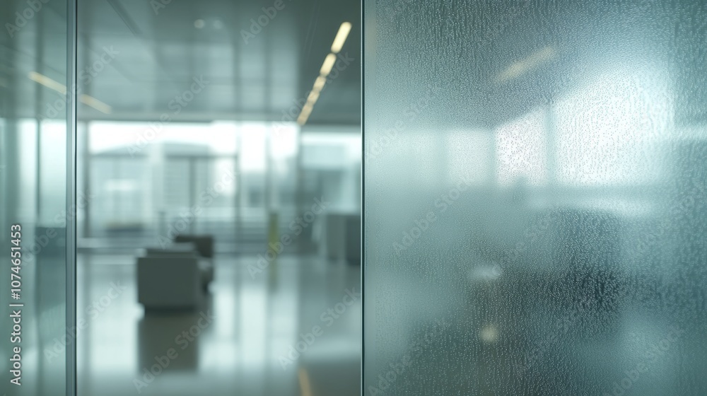 Macro view of switchable smart glass showcasing frosted and transparent textures in a modern conference room Macro view of switchable smart glass showcasing frosted and transparent textures in a modern conference room