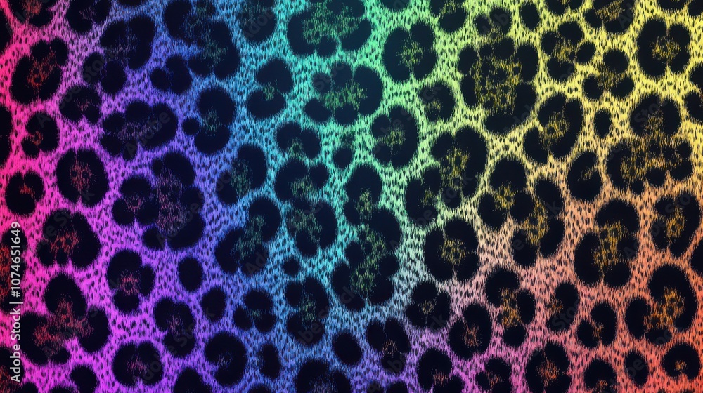 Obraz premium Colorful leopard print pattern with a vibrant rainbow gradient effect.