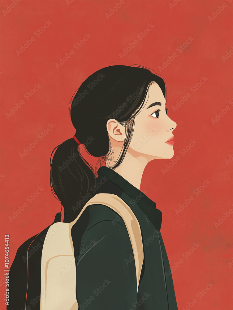 female graduate with diploma, portrait of a person, Illustration of a student, university student, high school student, teenager female graduate with diploma, portrait of a person, Illustration of a student, university student, high school student, teenager
