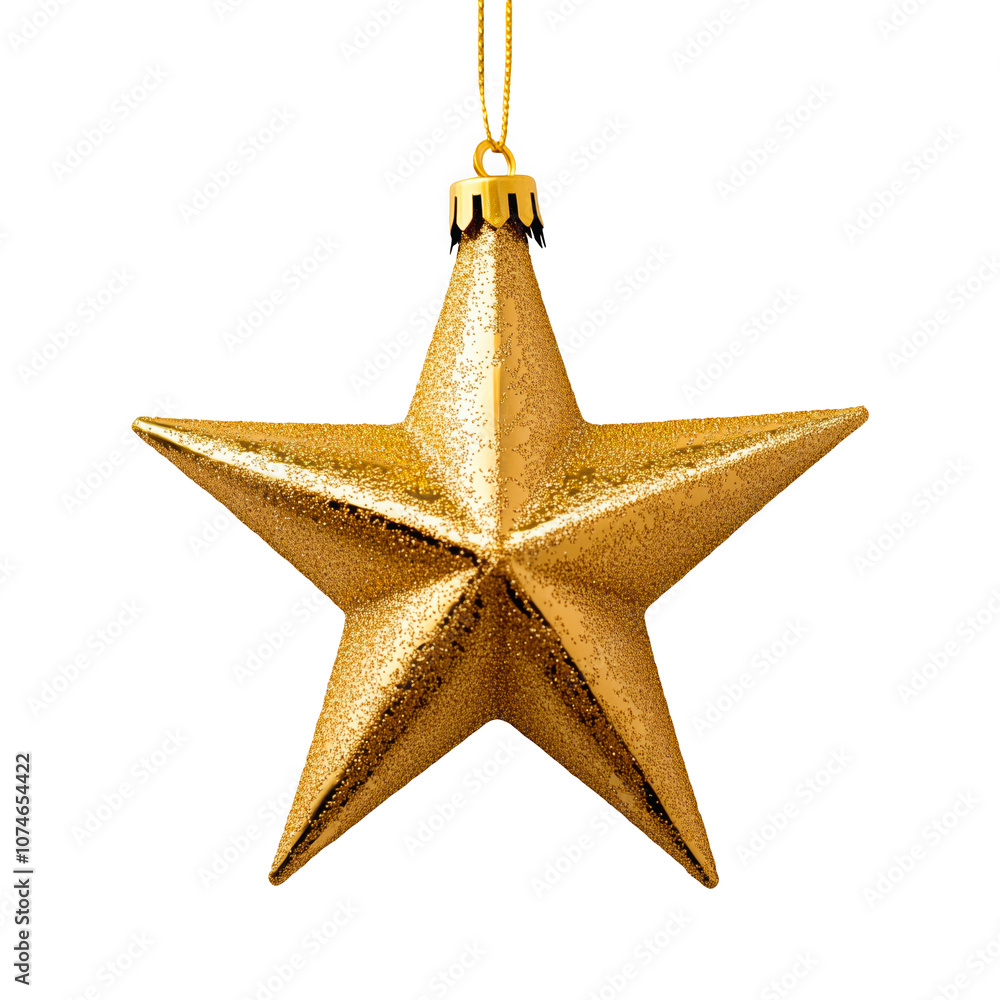 Shimmering gold star ornament hanging against a transparent background, christmas png star, xmas tree star png Shimmering gold star ornament hanging against a transparent background, christmas png star, xmas tree star png