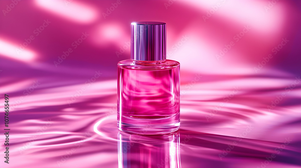 Pink Perfume Bottle on Abstract Background Illustration Pink Perfume Bottle on Abstract Background Illustration