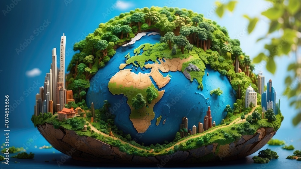 Earth Day and the global ecology with a vibrant globe and a sustainable Earth Day and the global ecology with a vibrant globe and a sustainable