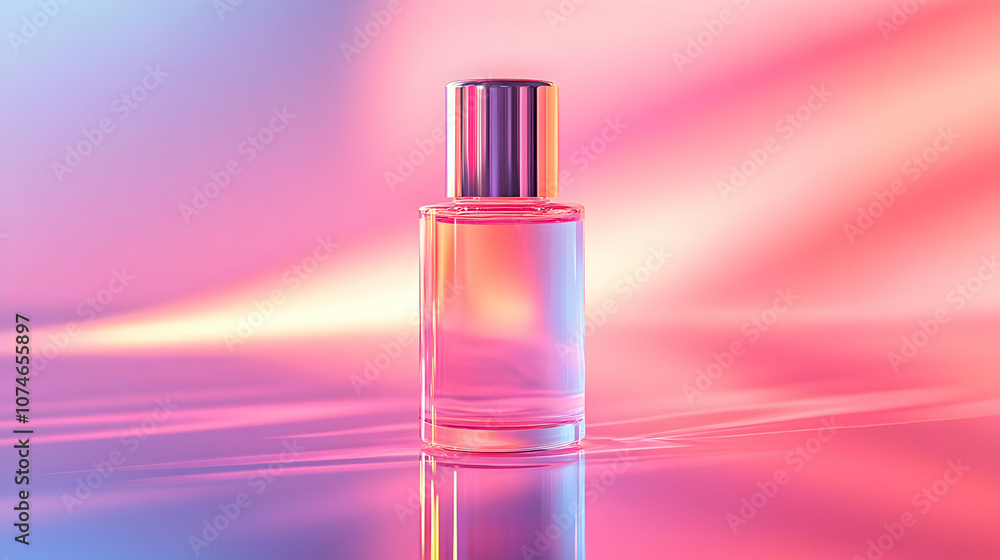 Glass Perfume Bottle on Pink Gradient Background Illustration Glass Perfume Bottle on Pink Gradient Background Illustration